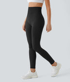 OneForm Seamless Flow High Waisted Ruched Plain Leggings — Black — view 3