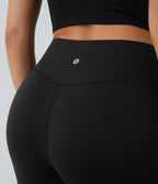 High Waisted Crossover Flare Yoga Leggings — Black — view 6