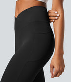 Crossover Pocket Plain Leggings — Black — view 5