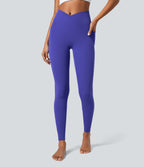 Crossover Pocket Plain Leggings — Royal Blue — view 6