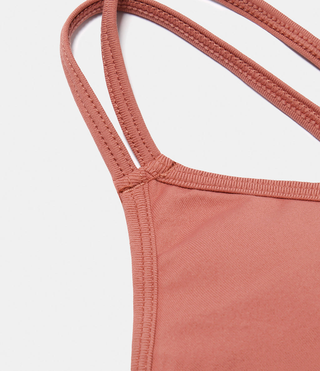 OneForm Seamless Flow Low Support Ruched Double Straps Sports Bra A-D Cups — Salmon — view 8