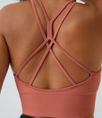 OneForm Seamless Flow Low Support Ruched Double Straps Sports Bra A-D Cups — Salmon — view 1
