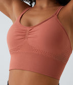 OneForm Seamless Flow Low Support Ruched Double Straps Sports Bra A-D Cups — Salmon — view 5