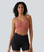 OneForm Seamless Flow Low Support Ruched Double Straps Sports Bra A-D Cups — Salmon — view 4