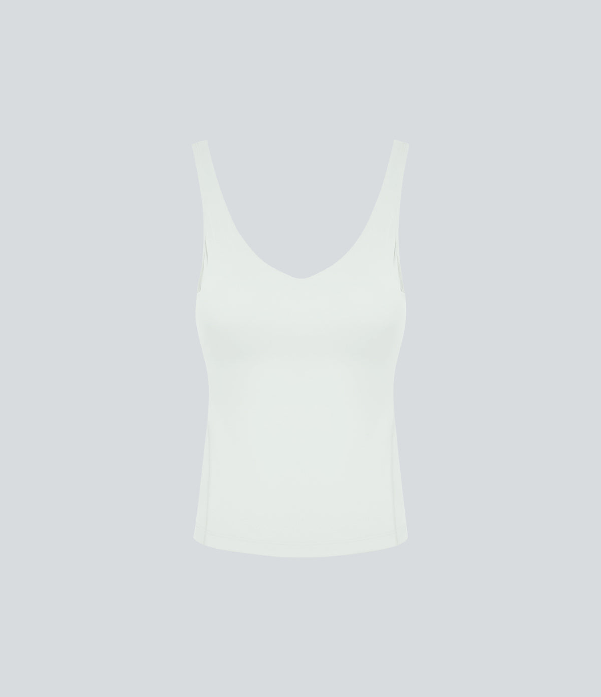 Plush Padded V Neck Plain Tank Vest Top — White — view 6