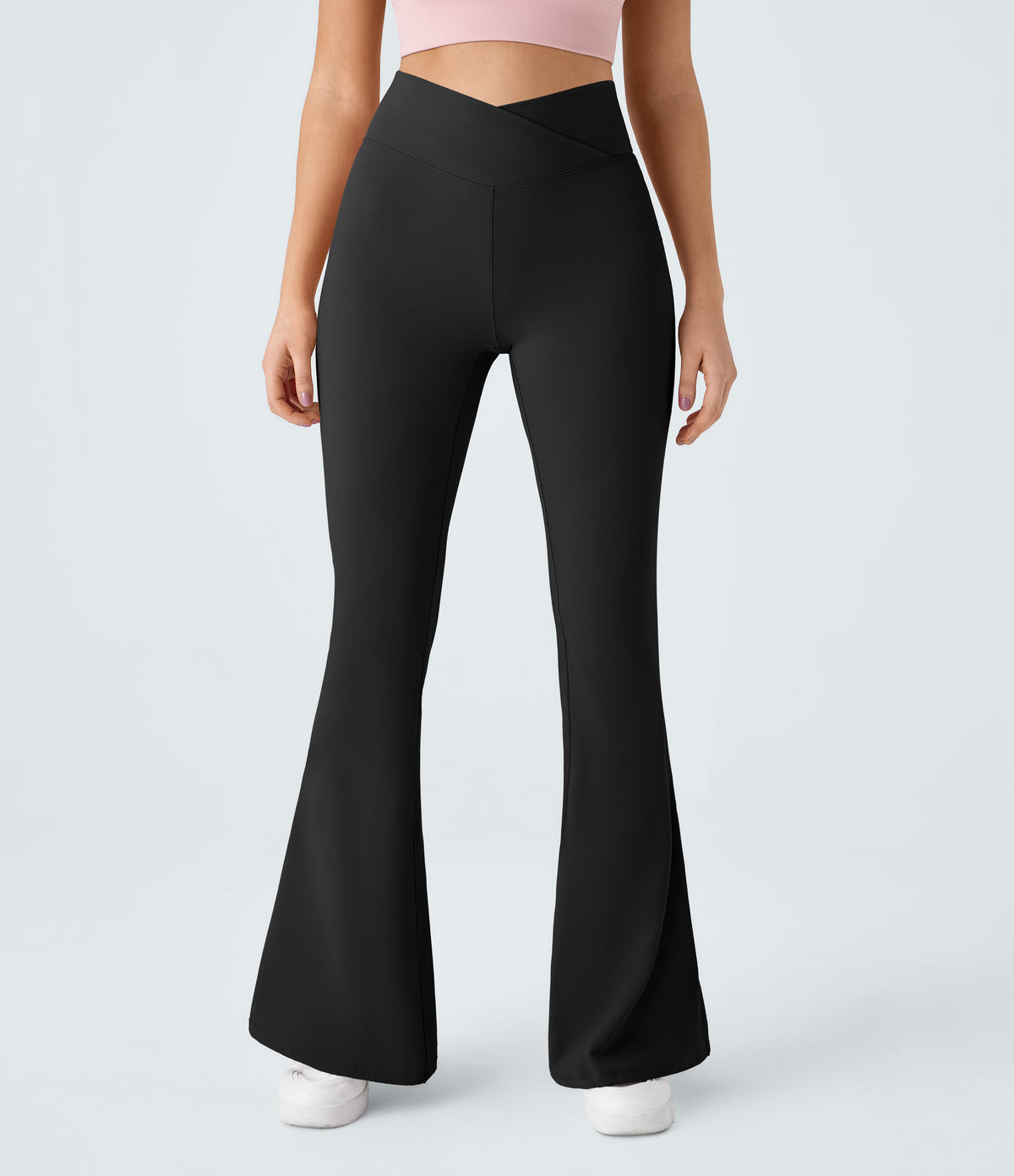 Crossover High Waisted Pocket Leggings — Black — view 4