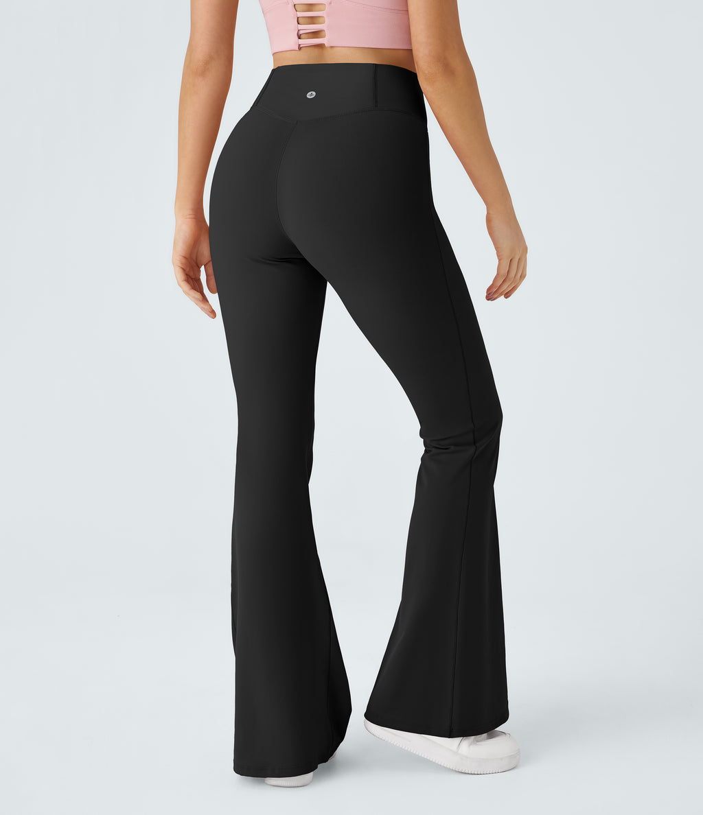 Crossover High Waisted Pocket Leggings — Black — view 2