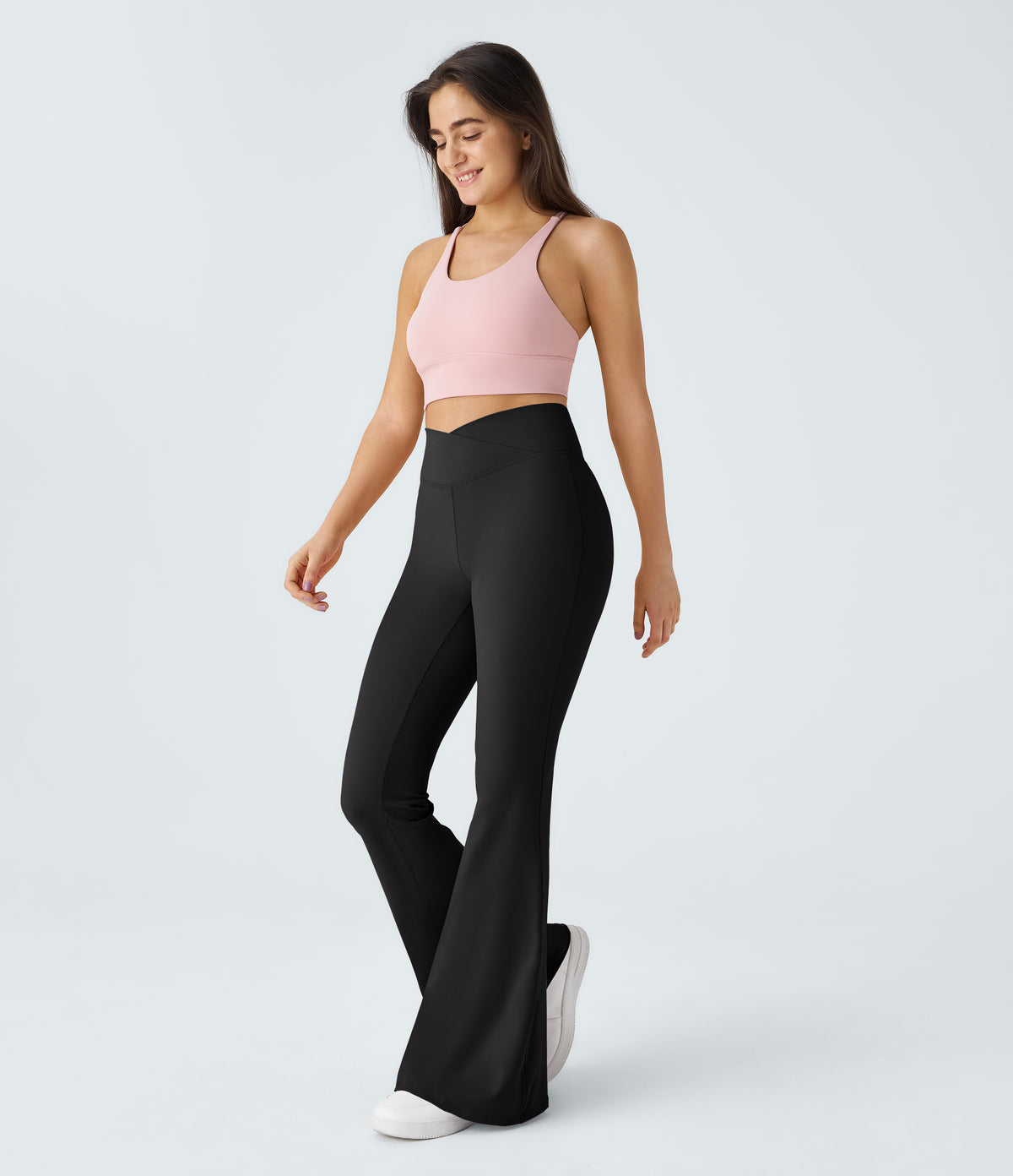 Crossover High Waisted Pocket Leggings — Black — view 7