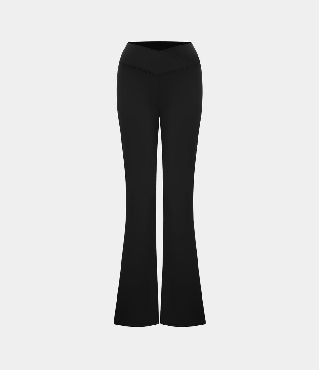 Crossover High Waisted Pocket Leggings — Black — view 8