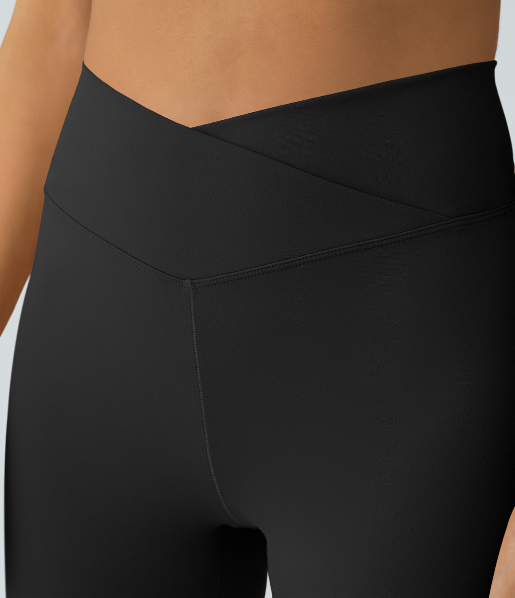 Crossover High Waisted Pocket Leggings — Black — view 6