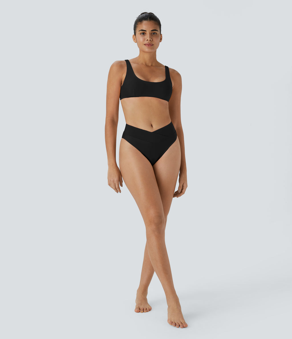 Crossover Bikini Bottom Swimsuit — Black — view 6
