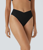 Crossover Bikini Bottom Swimsuit — Black — view 1