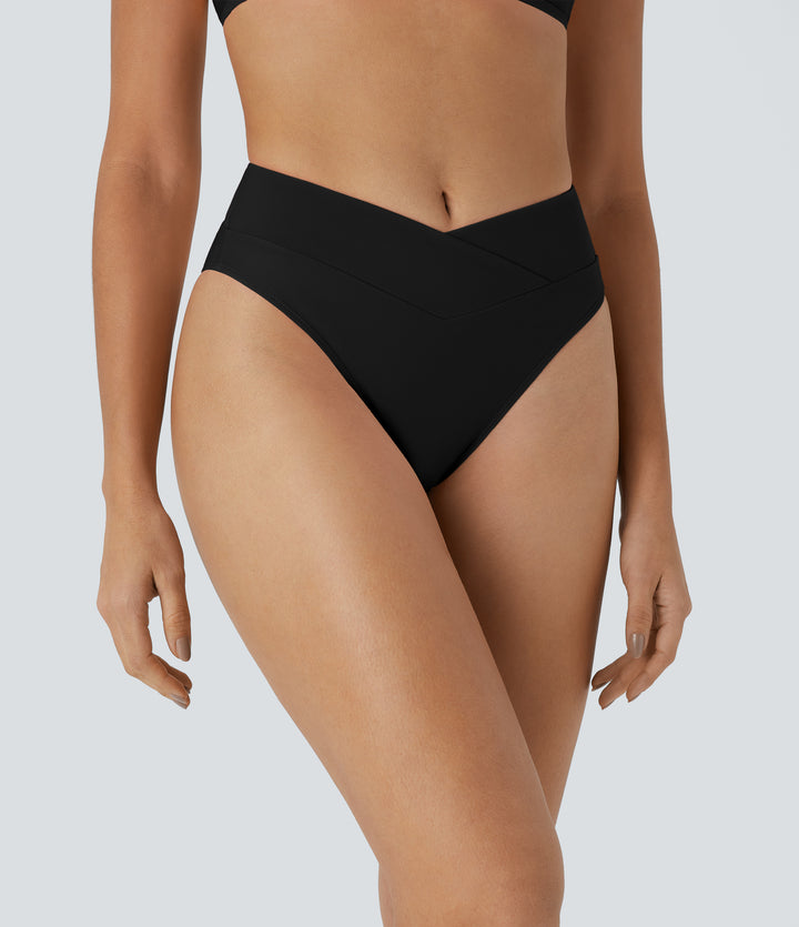 Crossover Bikini Bottom Swimsuit — Black — view 1