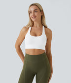 Low Support Racerback Yoga Sports Bra A-C Cups — White — view 2