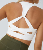 Low Support Racerback Yoga Sports Bra A-C Cups — White — view 1