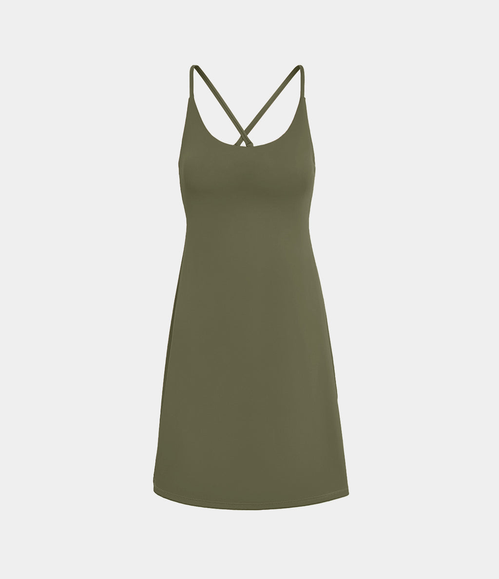 Plush 2-in-1 Pocket Mini Active Dress DD-F Cups — Grass Grey Green — view 8