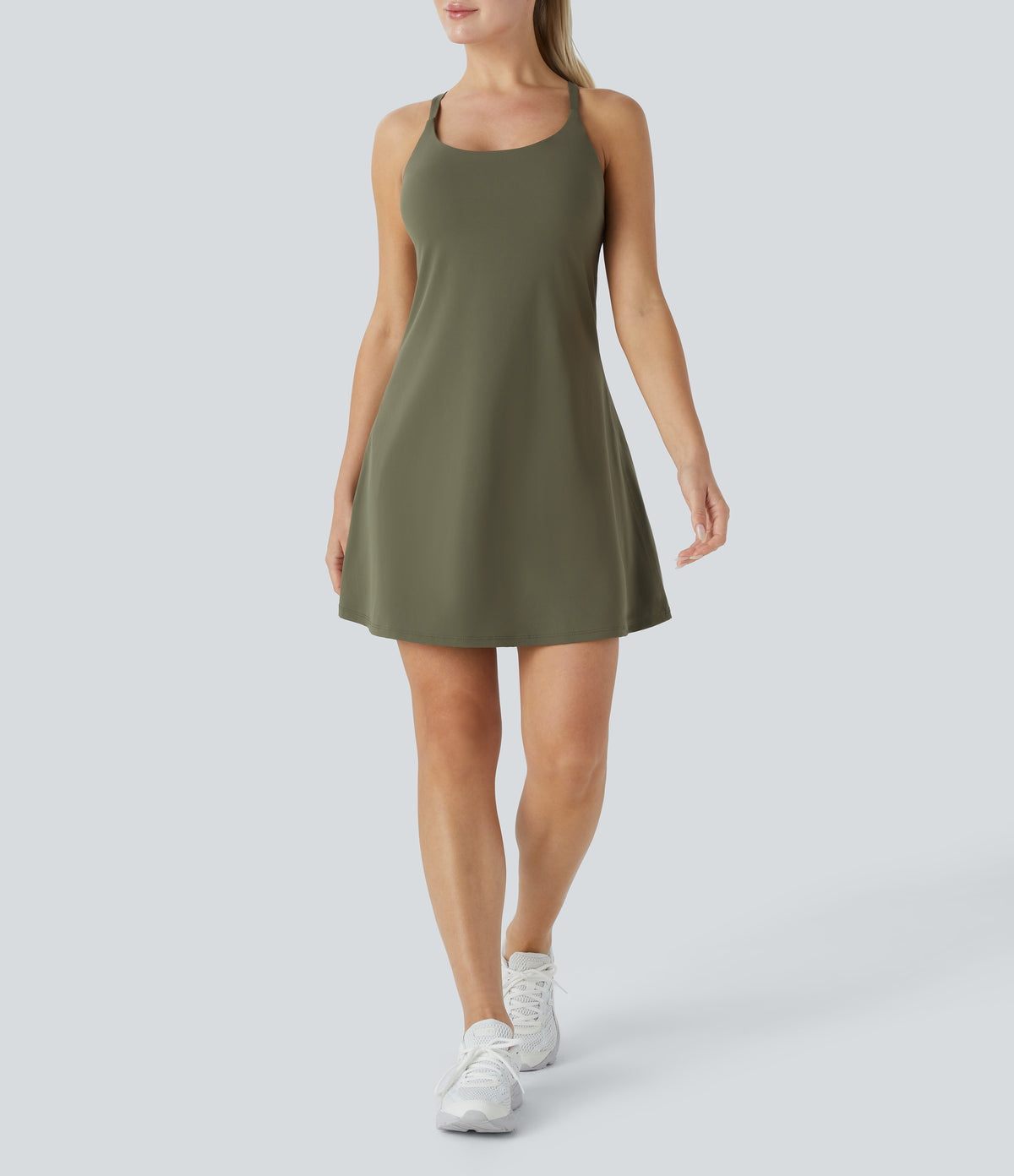 Plush 2-in-1 Pocket Mini Active Dress DD-F Cups — Grass Grey Green — view 7