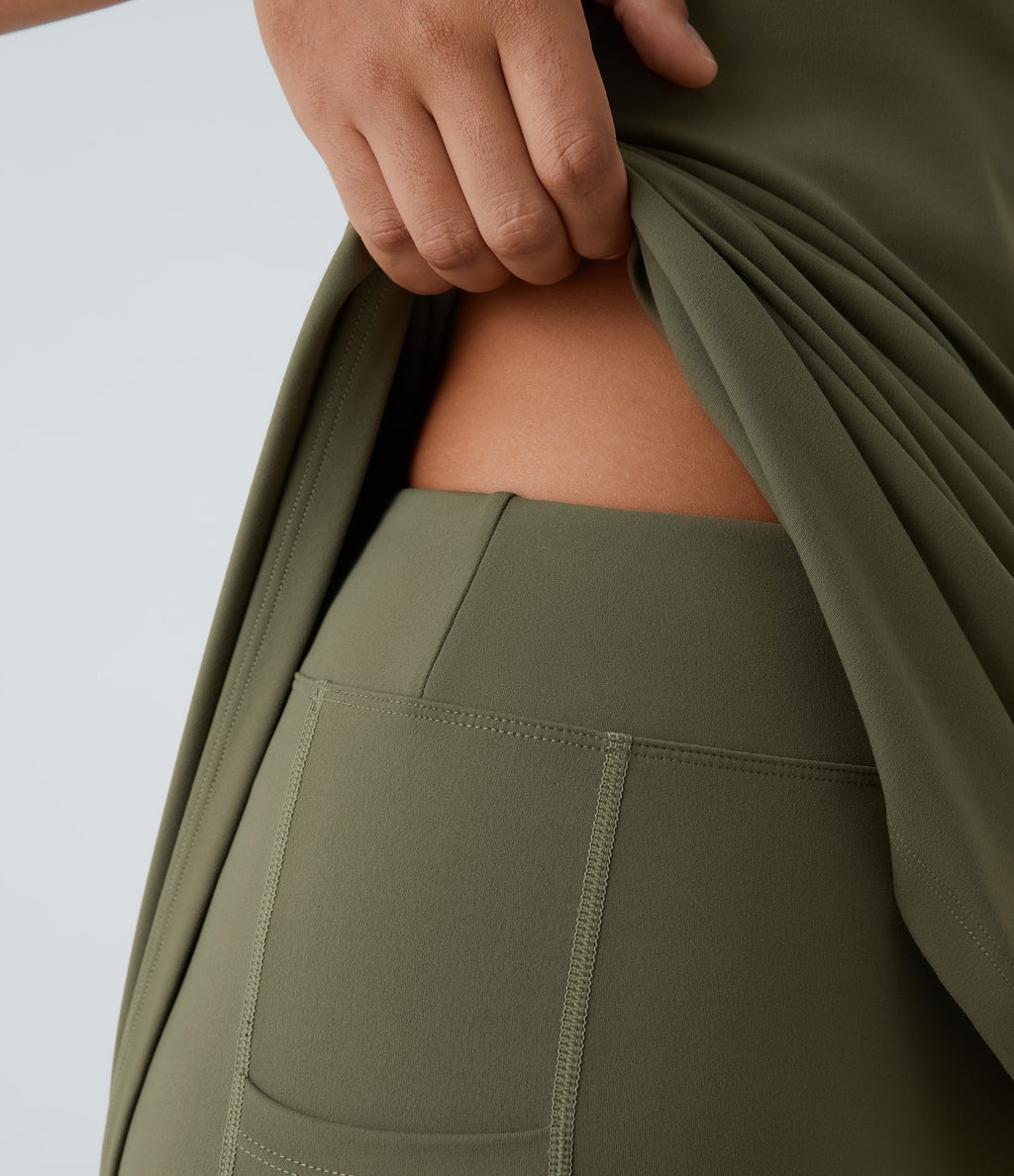 Plush Double Straps 2-Piece Pocket Slip Dance Active Dress A-D Cups — Grass Grey Green — view 5
