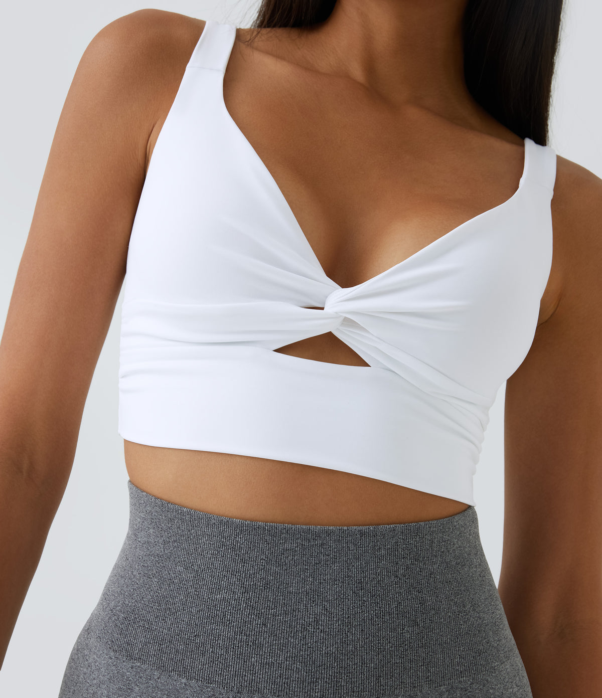 Airy Low Support Cut Out InstantCool Low Support Yoga Sports Bra A-D Cups — White — view 1