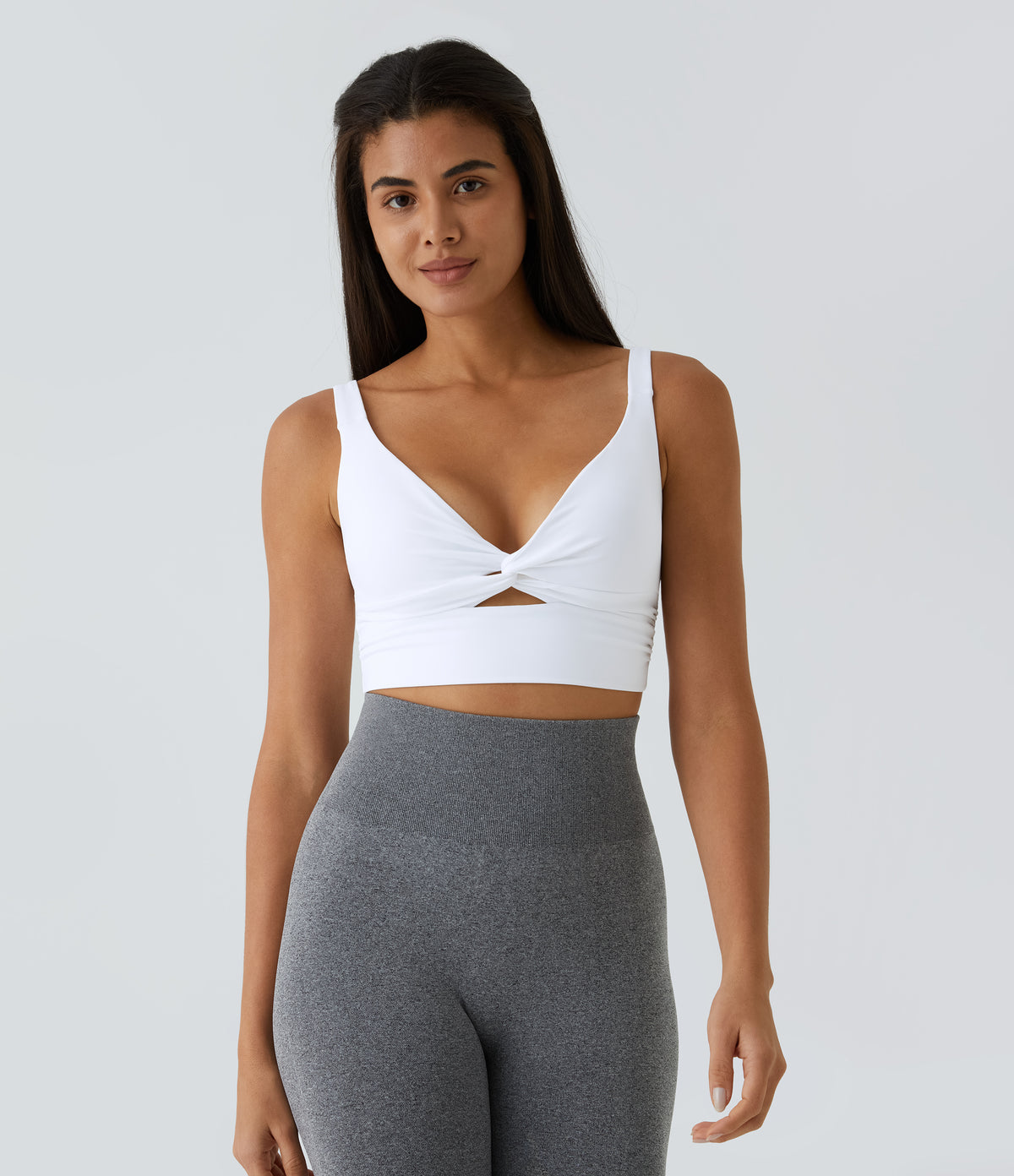 Airy Low Support Cut Out InstantCool Low Support Yoga Sports Bra A-D Cups — White — view 4