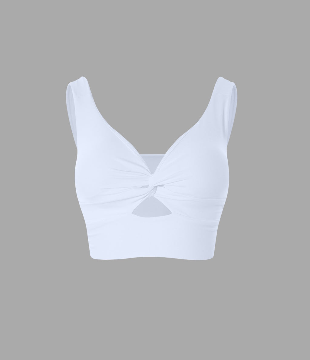 Airy Low Support Cut Out InstantCool Low Support Yoga Sports Bra A-D Cups — White — view 6