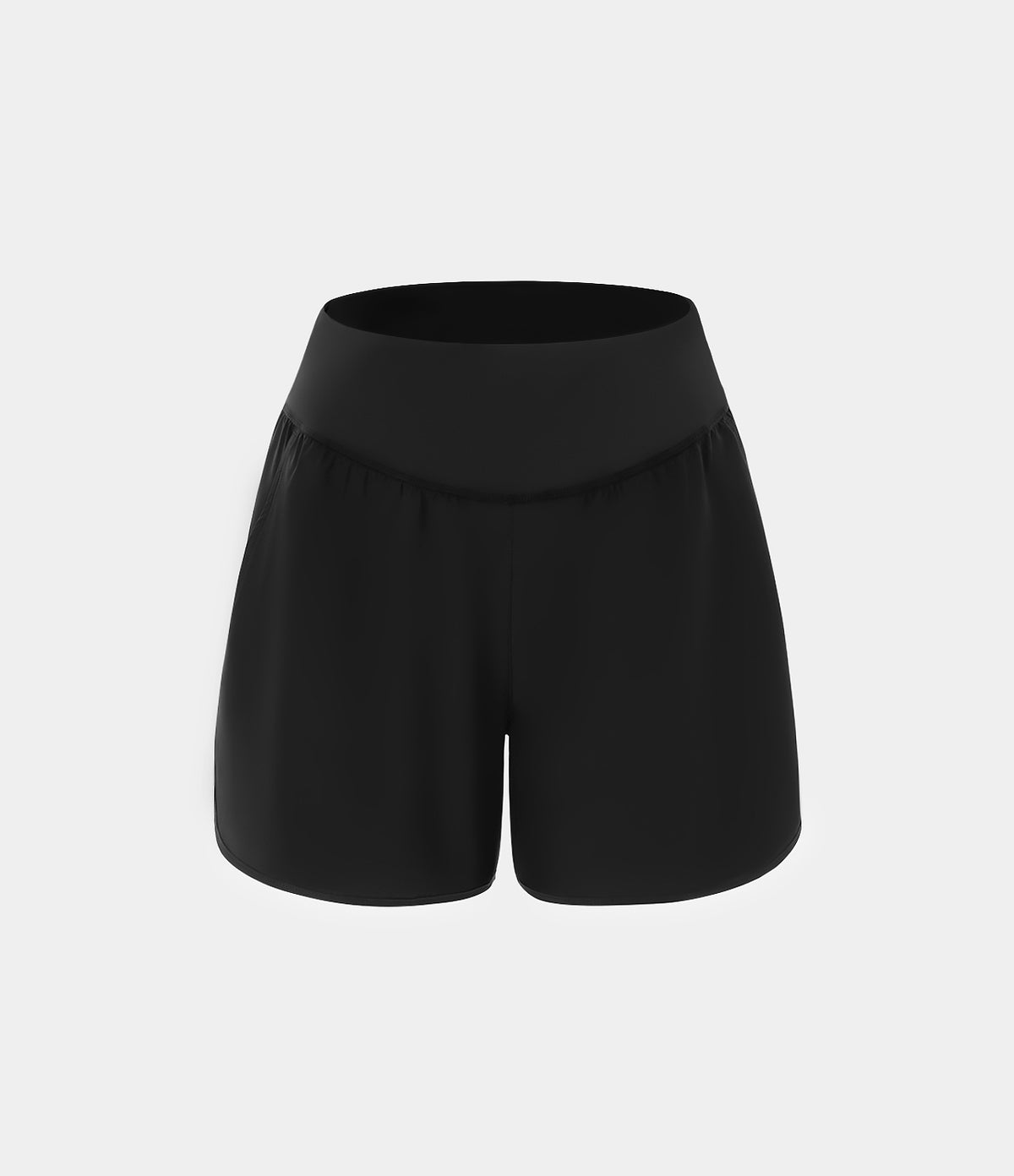 High Waisted Pocket Quick Dry Casual Shorts 4" — Black — view 6