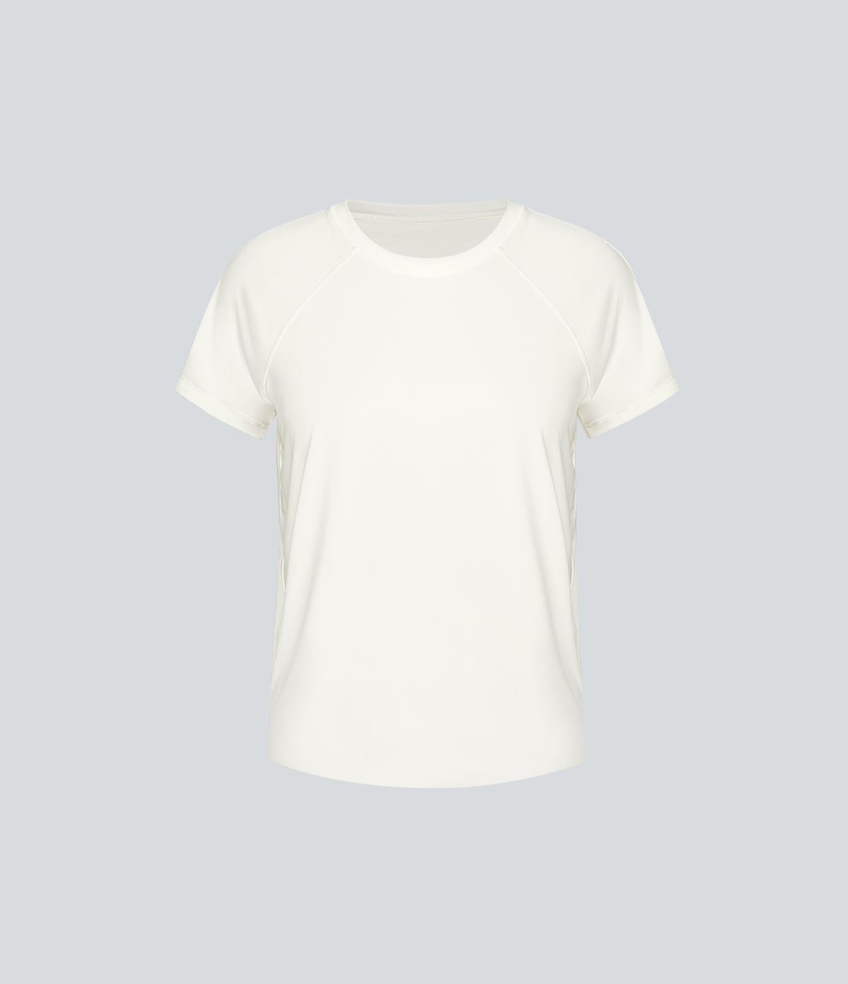 Contrast Mesh Split Hem Short Sleeve Yoga Sports Top-UPF50+ — White — view 6
