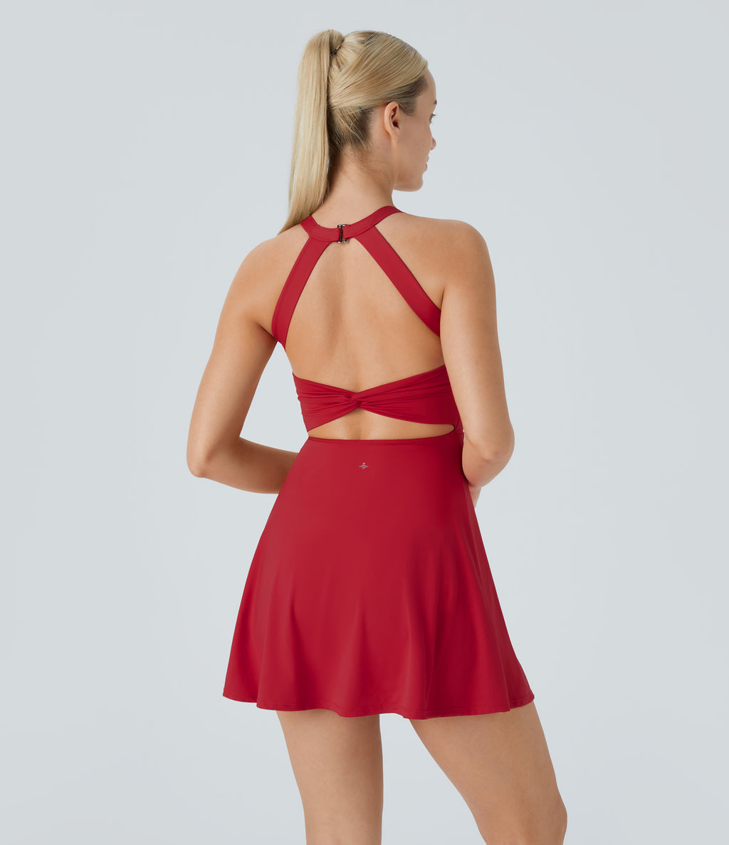 Backless Twisted Active Dress A-C Cups — Salsa — view 2
