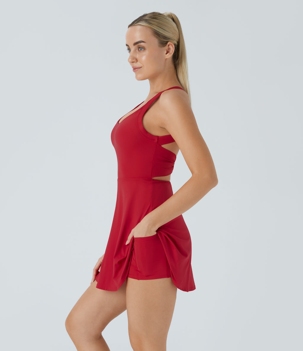 Backless Twisted Active Dress A-C Cups — Salsa — view 3