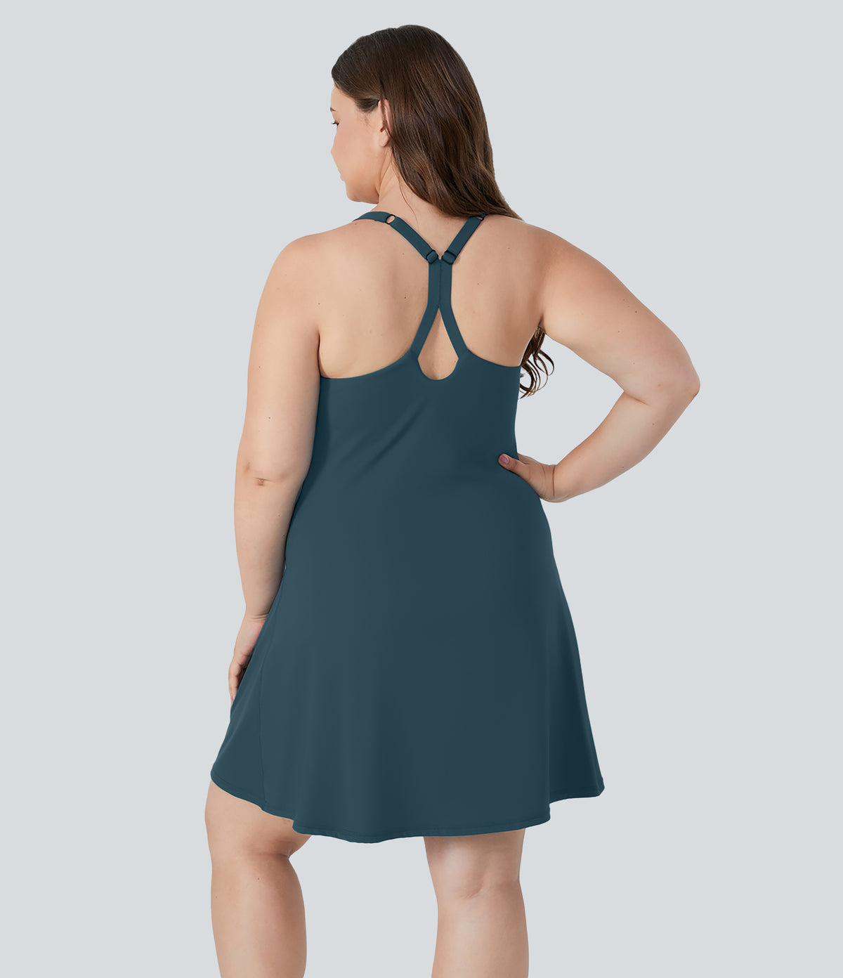 Everyday Airy Plus Size Dress-Euphoria Air-Longer InstantCool Dress — Ink Green — view 2