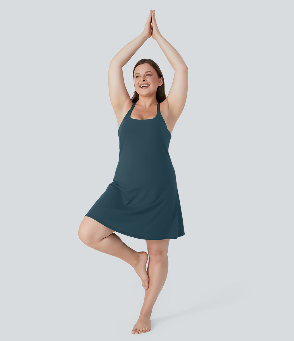 Everyday Airy Plus Size Dress-Euphoria Air-Longer InstantCool Dress — Ink Green — view 7