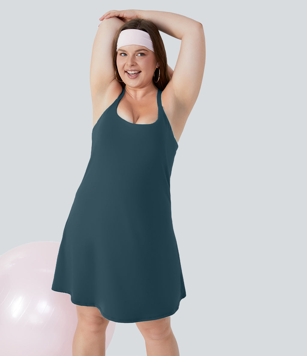 Everyday Airy Plus Size Dress-Euphoria Air-Longer InstantCool Dress — Ink Green — view 6