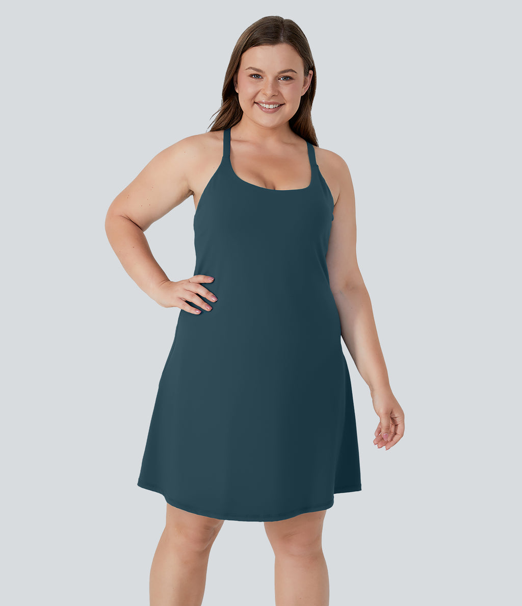 Everyday Airy Plus Size Dress-Euphoria Air-Longer InstantCool Dress — Ink Green — view 3