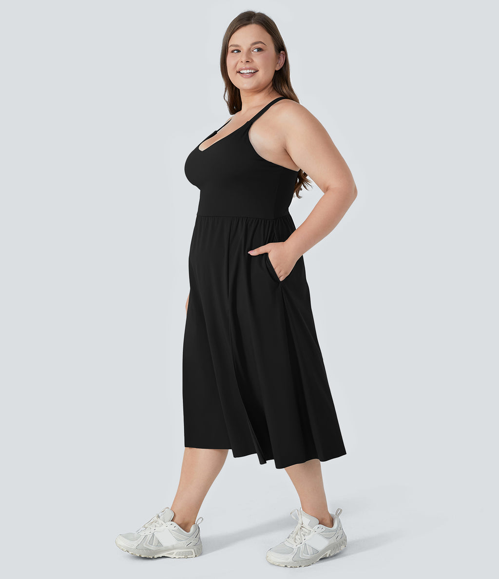 Everyday Plus Size Midi Chill Dress-La Land — Black — view 3