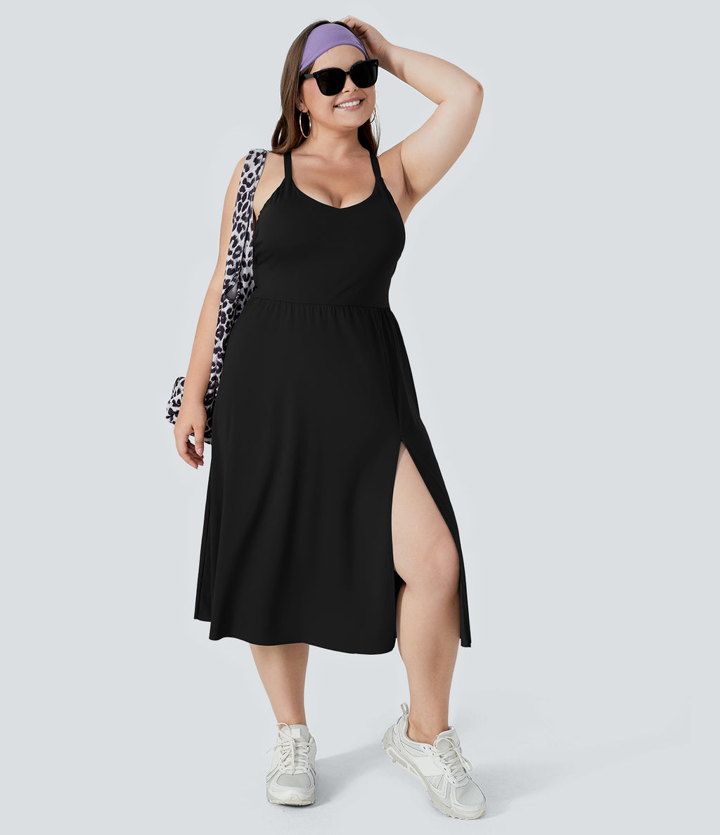 Everyday Plus Size Midi Chill Dress-La Land — Black — view 5