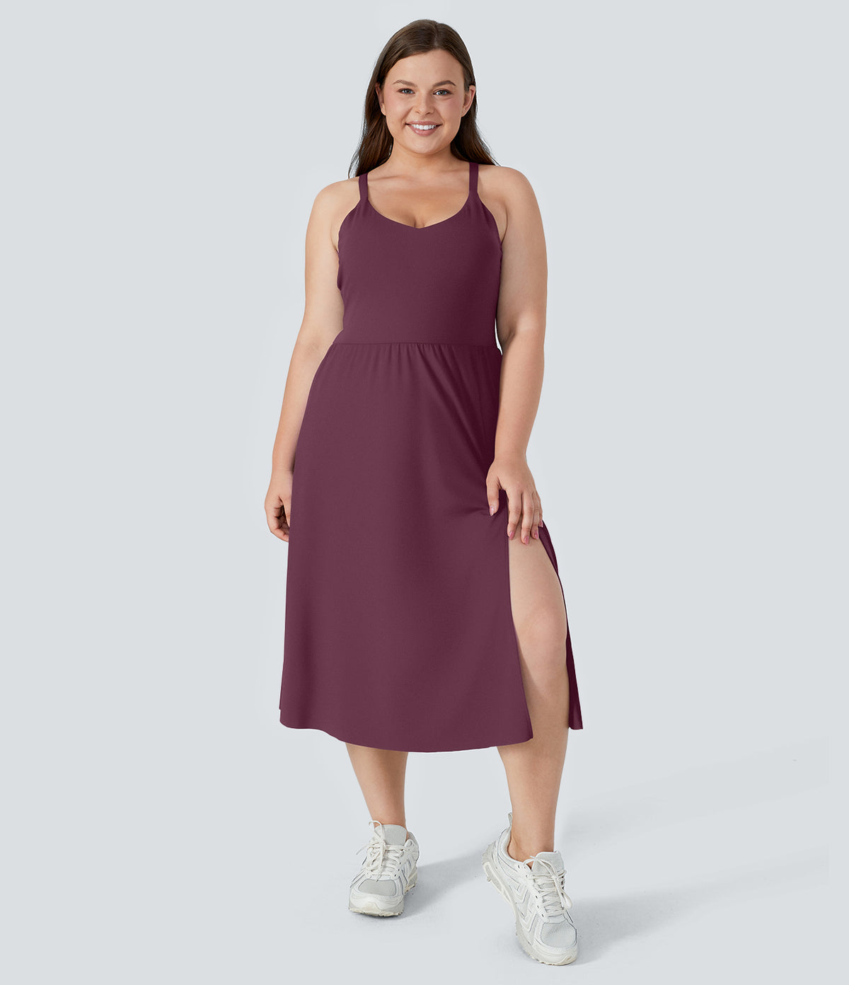Everyday Plus Size Midi Chill Dress-La Land — Fig — view 6