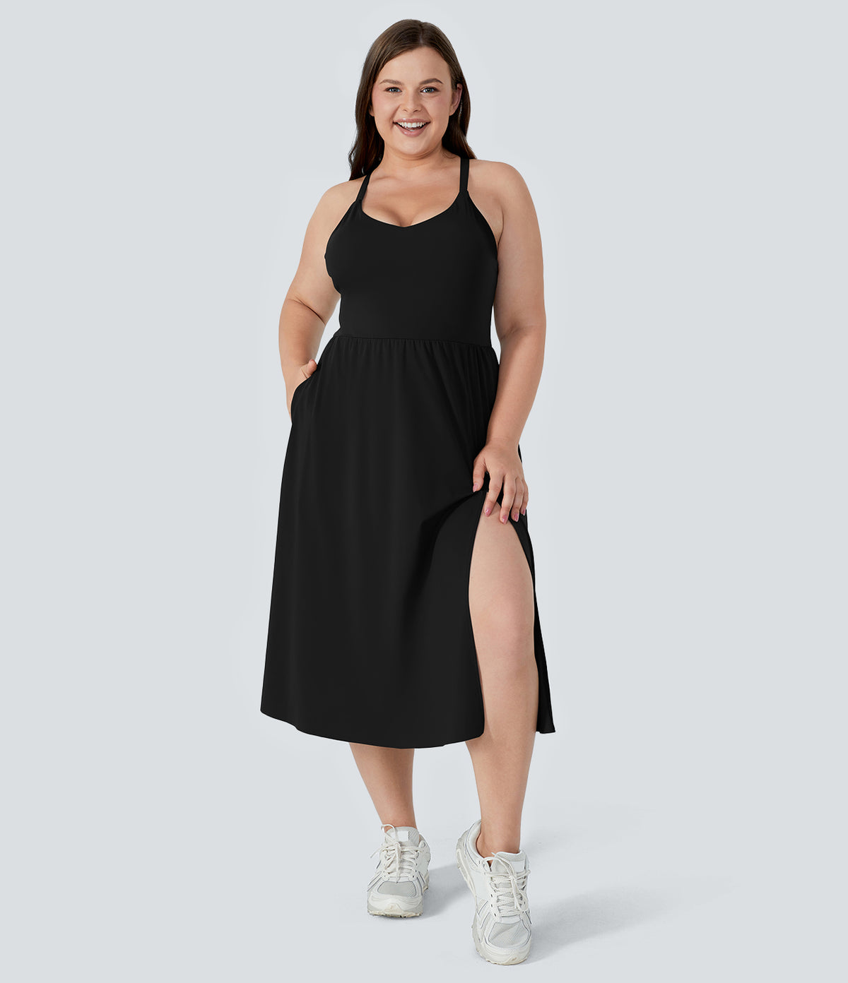 Everyday Plus Size Midi Chill Dress-La Land — Black — view 1