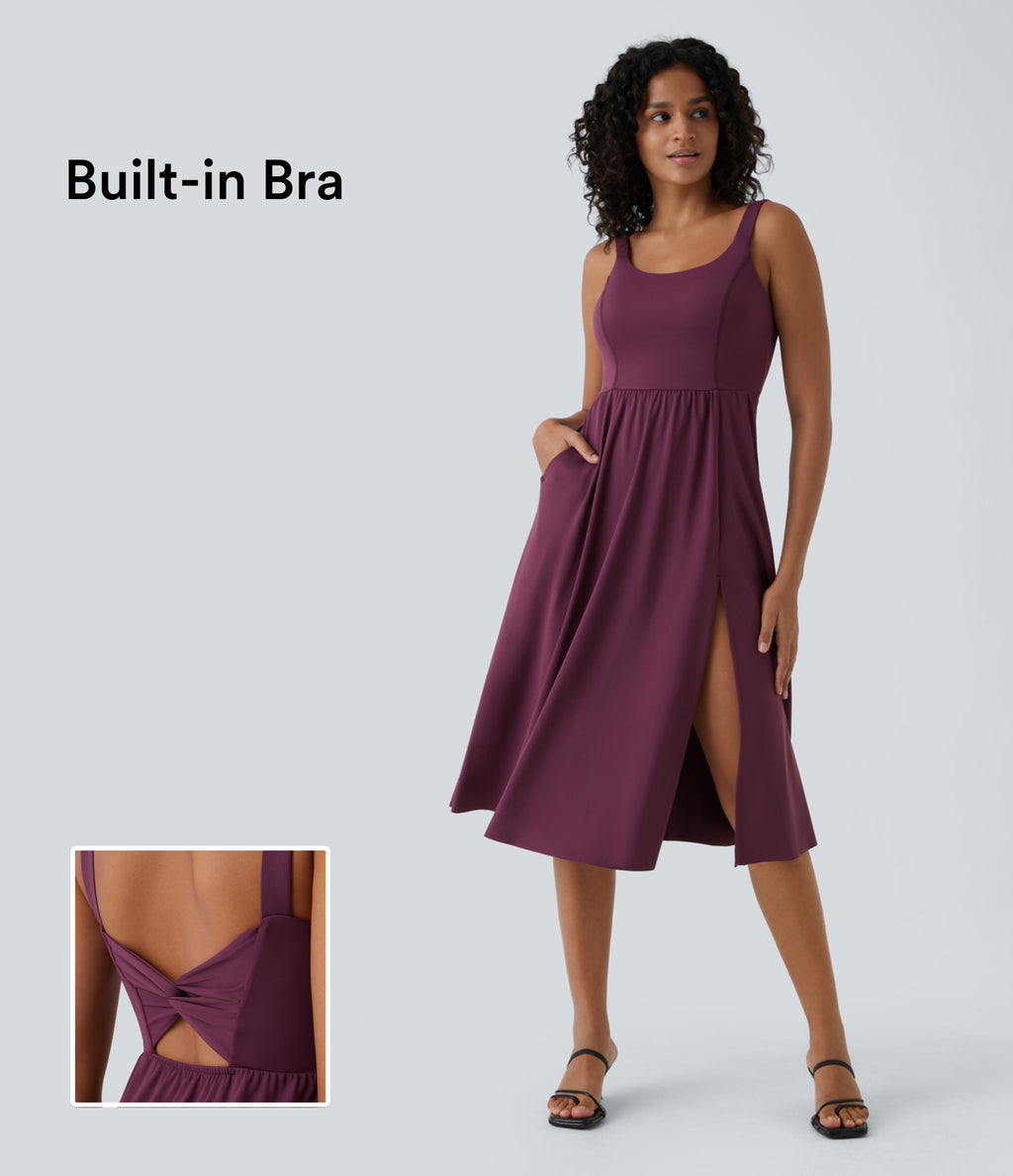 Padded Midi Casual Dress A-D Cups — Fig — view 1