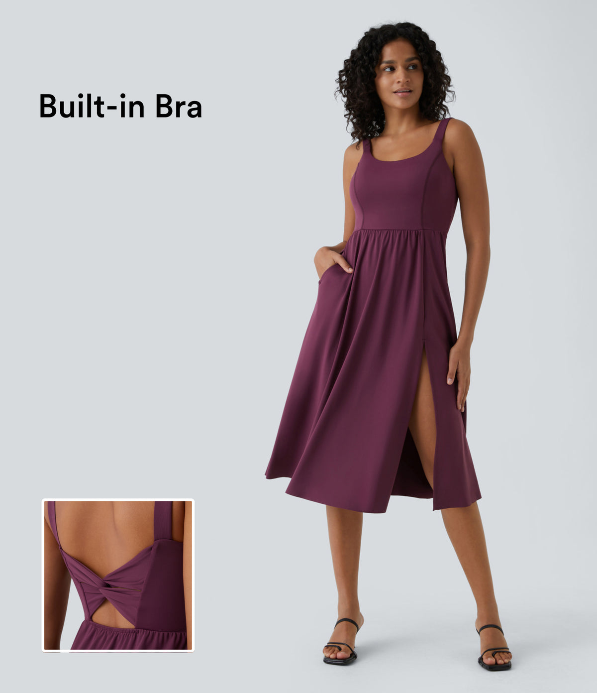 Padded Midi Casual Dress A-D Cups — Fig — view 1