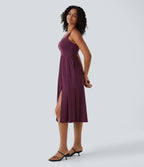 Padded Midi Casual Dress A-D Cups — Fig — view 3