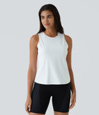 Cut Out Crossover Hem Solid Yoga Tank Vest Top — White — view 3