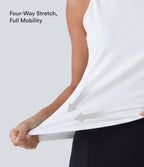 Cut Out Crossover Hem Solid Yoga Tank Vest Top — White — view 4