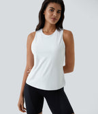 Cut Out Crossover Hem Solid Yoga Tank Vest Top — White — view 6