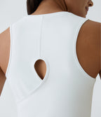 Cut Out Crossover Hem Solid Yoga Tank Vest Top — White — view 5