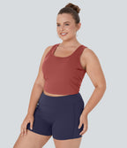 U Neck Backless Crossover Plus Size Barre Ballet Dance Tank Vest Top — Marsala — view 3