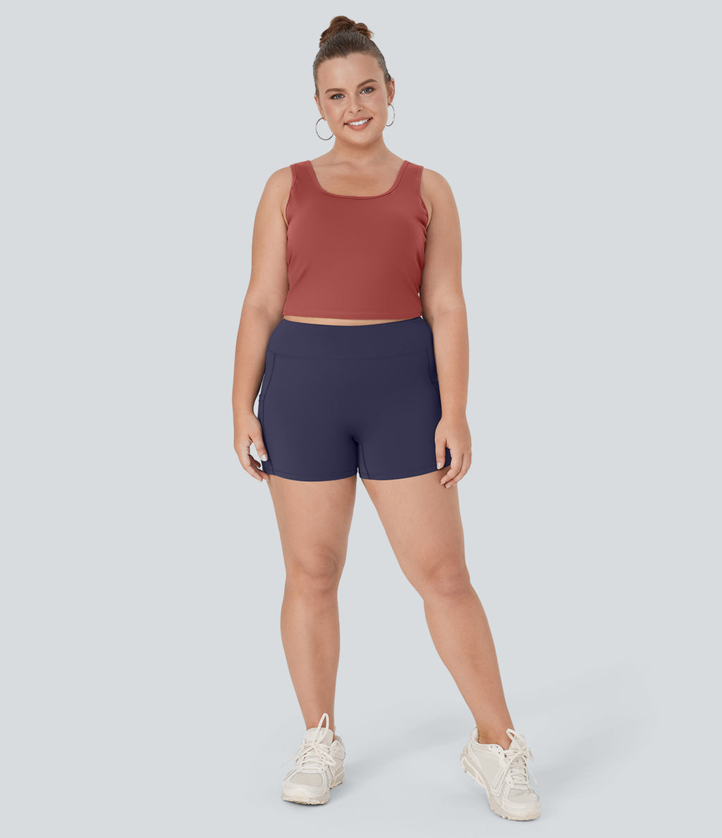U Neck Backless Crossover Plus Size Barre Ballet Dance Tank Vest Top — Marsala — view 6
