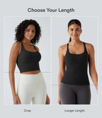 Crisscross Backless Built-in Bra Cropped Running Tank Top A-D Cups — Black — view 2