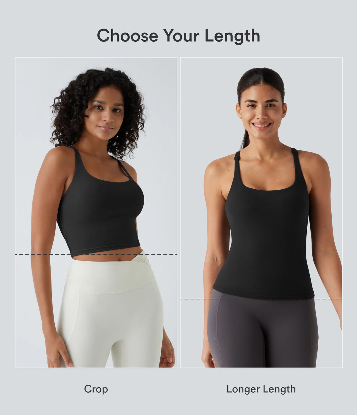 Crisscross Backless Built-in Bra Cropped Running Tank Top A-D Cups — Black — view 2