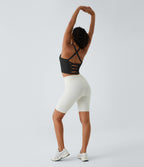 Crisscross Backless Built-in Bra Cropped Running Tank Top A-D Cups — Black — view 6