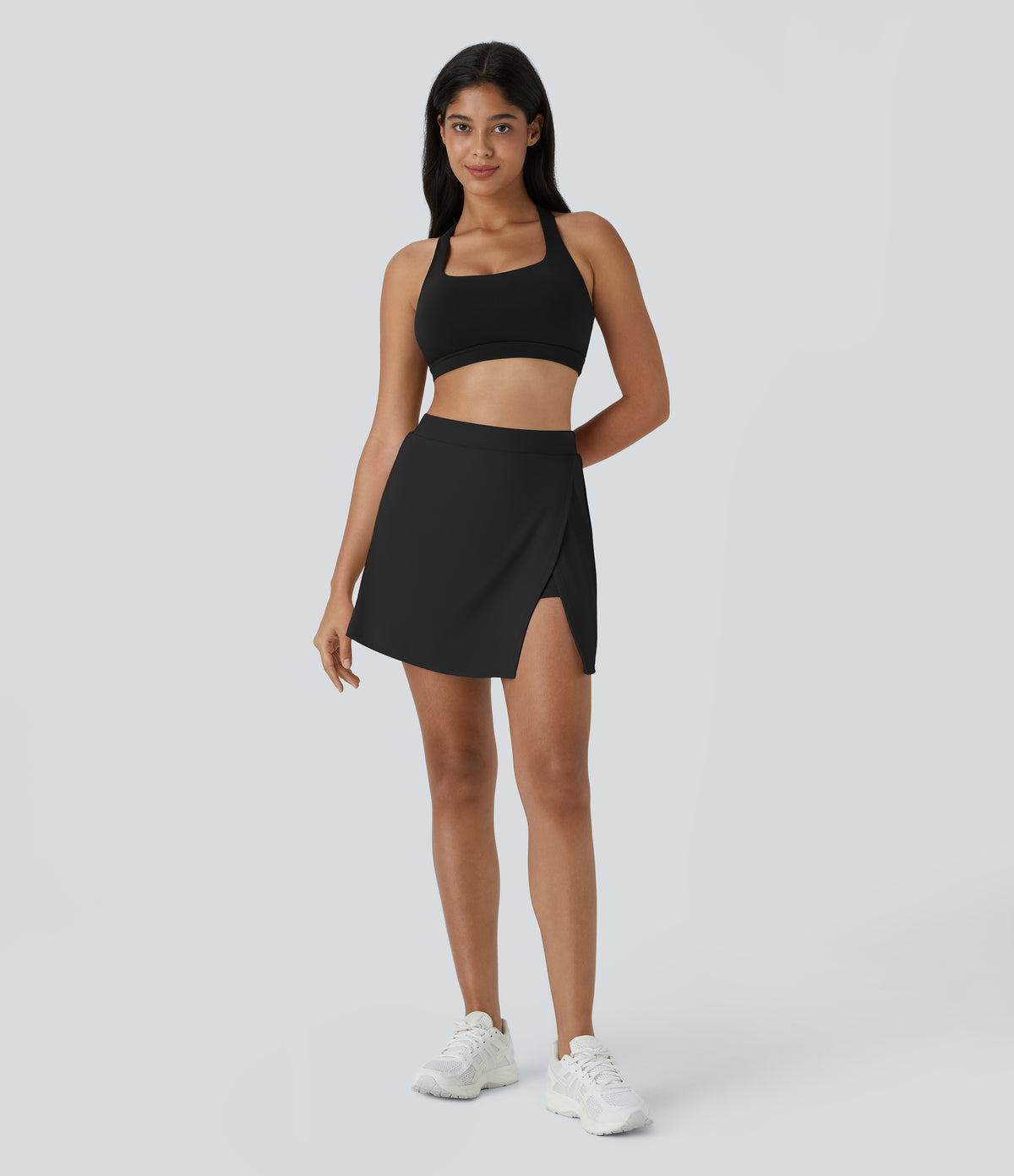 Airy Side Cut 2-in-1 Side Pocket Tennis Skirt-Purity-UPF50+ — Black — view 6